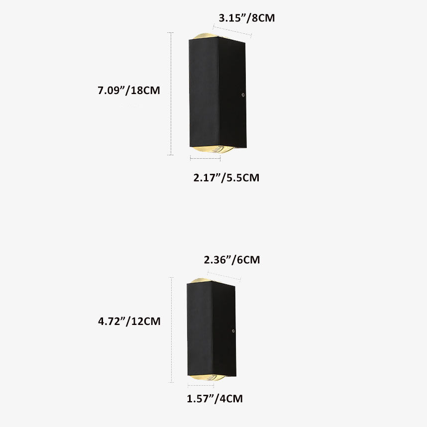 Sleek Black Aluminum Rectangular LED Outdoor Wall Sconce for Patios