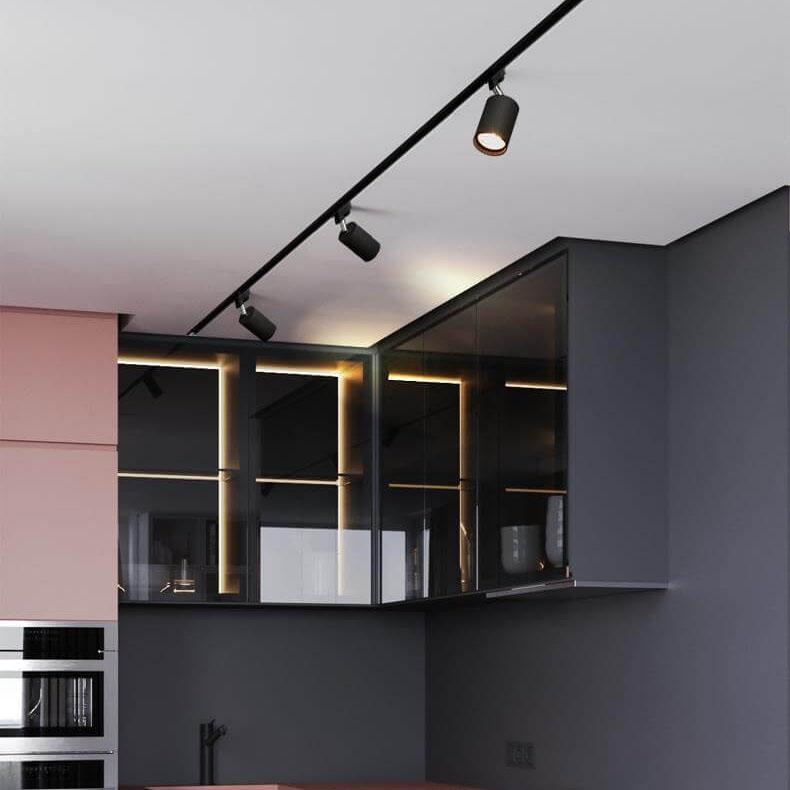 Sleek Black Tubular LED Flush Mount Track Lighting for Contemporary Homes