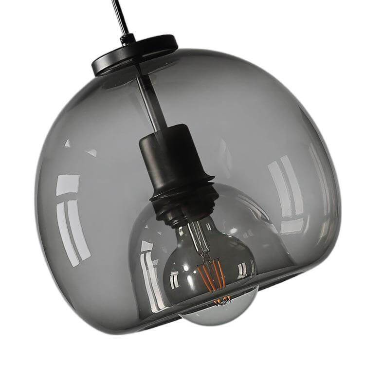 Elegant Smoke Gray Hand-Blown Glass Dome Pendant Light for Living Room