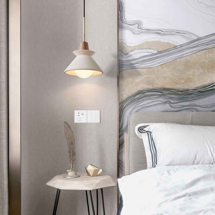 White Cement Nordic Minimalist Tapered Pendant Light for Modern Spaces