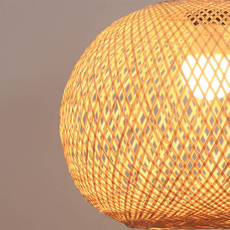 Beige Bamboo Round Ball Pendant Light for Japanese-Style Interiors
