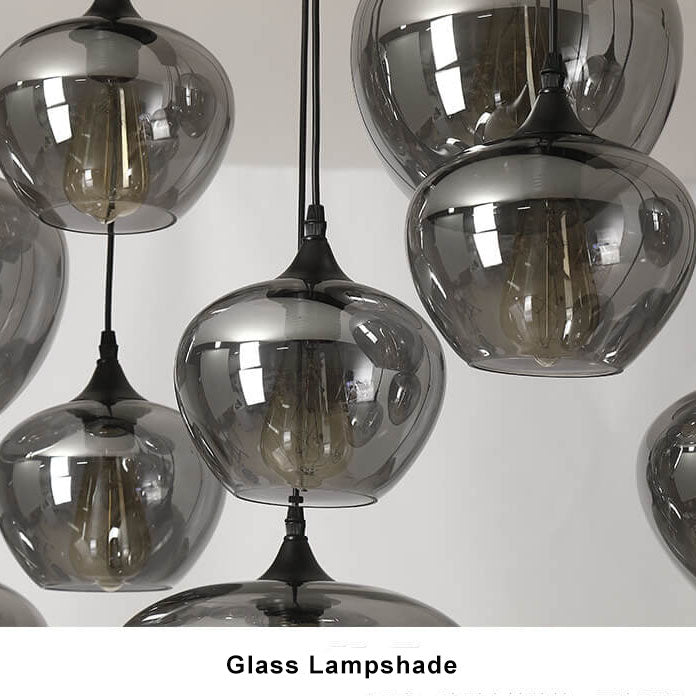 Stylish Smoke Gray Glass LED Pendant Light for Dining Room or Kitchen