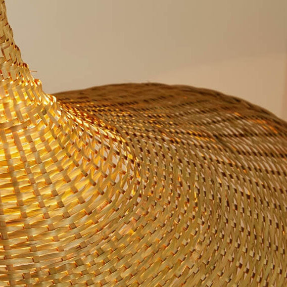 Natural Woven Bamboo Pendant Light Fixture for Boho Living Room Decor