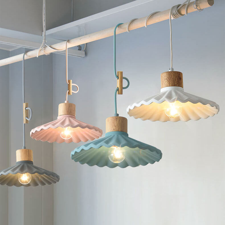 Modern Cement Macaron Scalloped Pendant Light for Living Room Decor