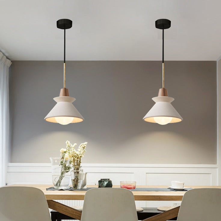 White Cement Nordic Minimalist Tapered Pendant Light for Modern Spaces