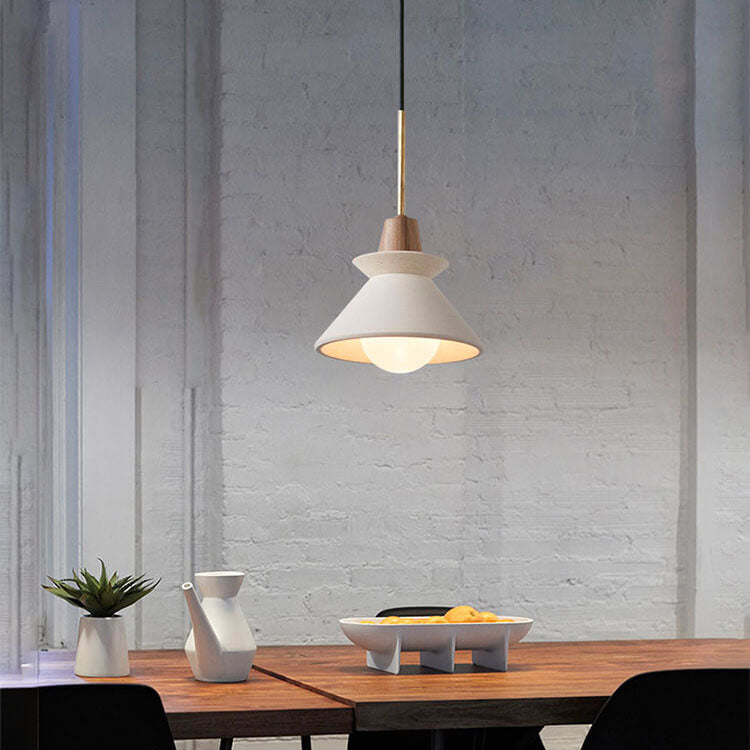 White Cement Nordic Minimalist Tapered Pendant Light for Modern Spaces