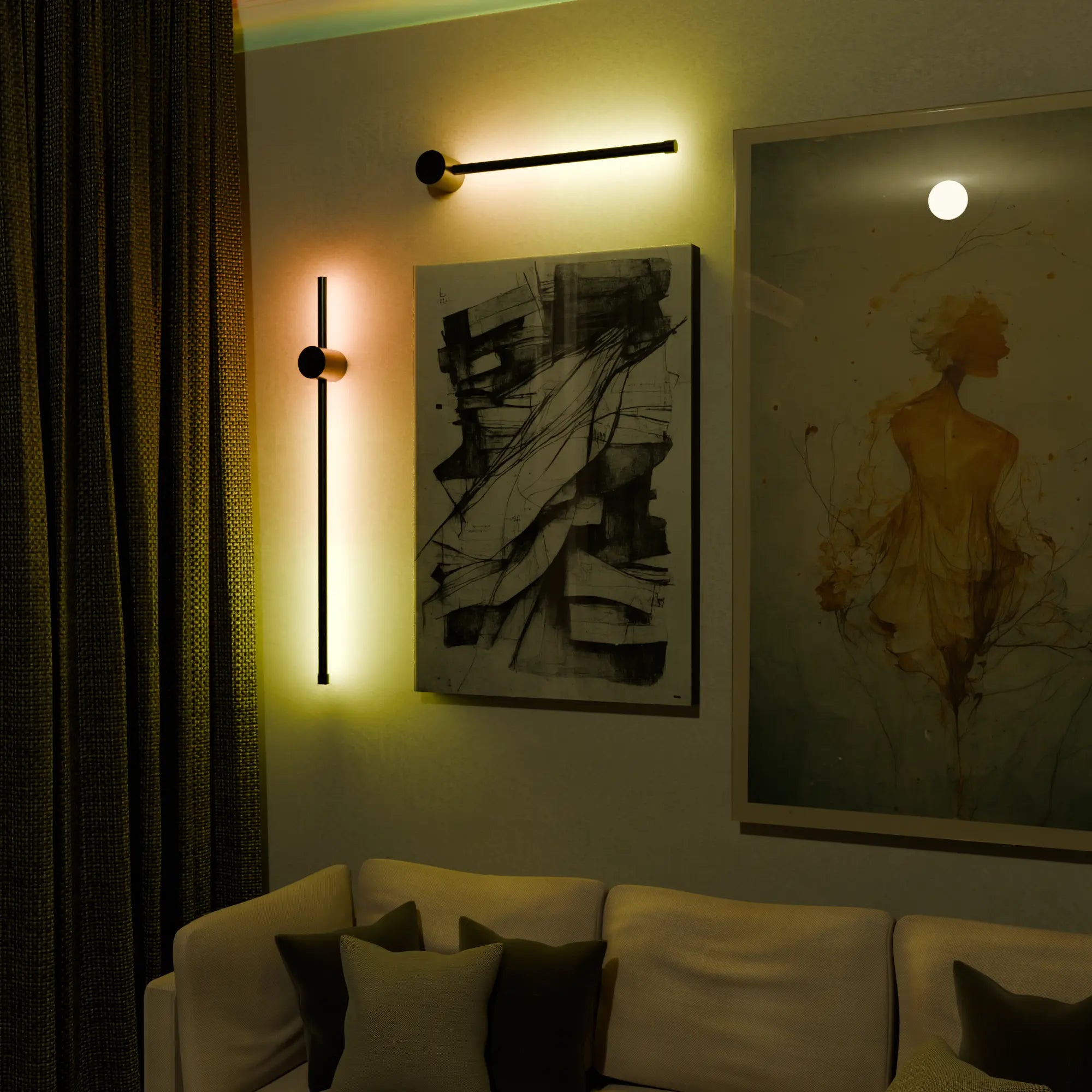 Modern Brass Wall Lamp with White Shade for Living Room Bedroom Decor