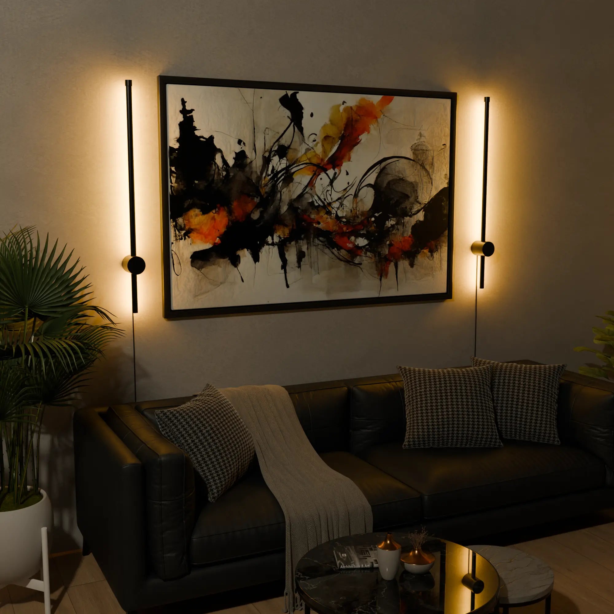 Elegant Black Metal Wall Lamp for Contemporary Living Room Decor