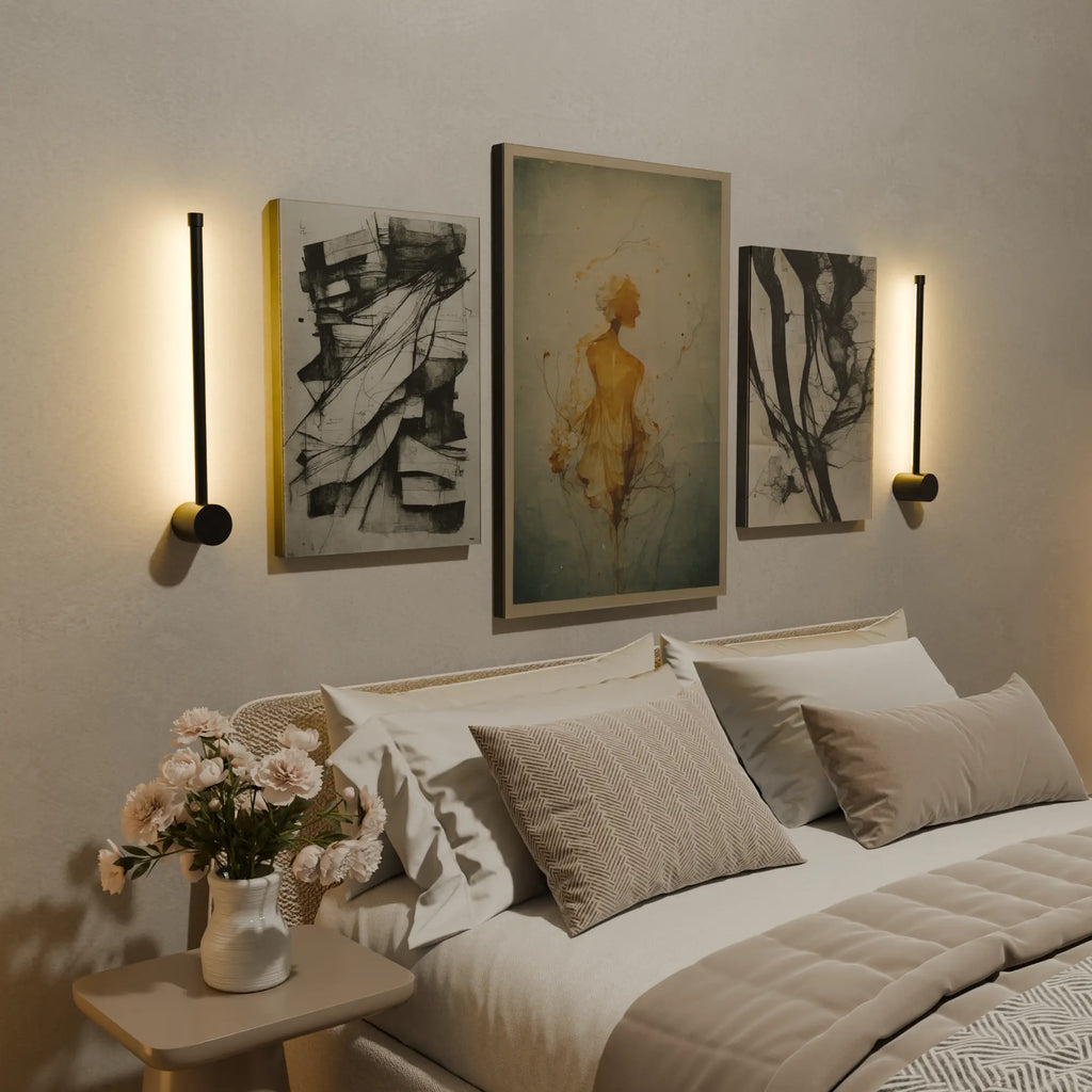 Modern Brass Wall Lamp with White Shade for Living Room Bedroom Decor