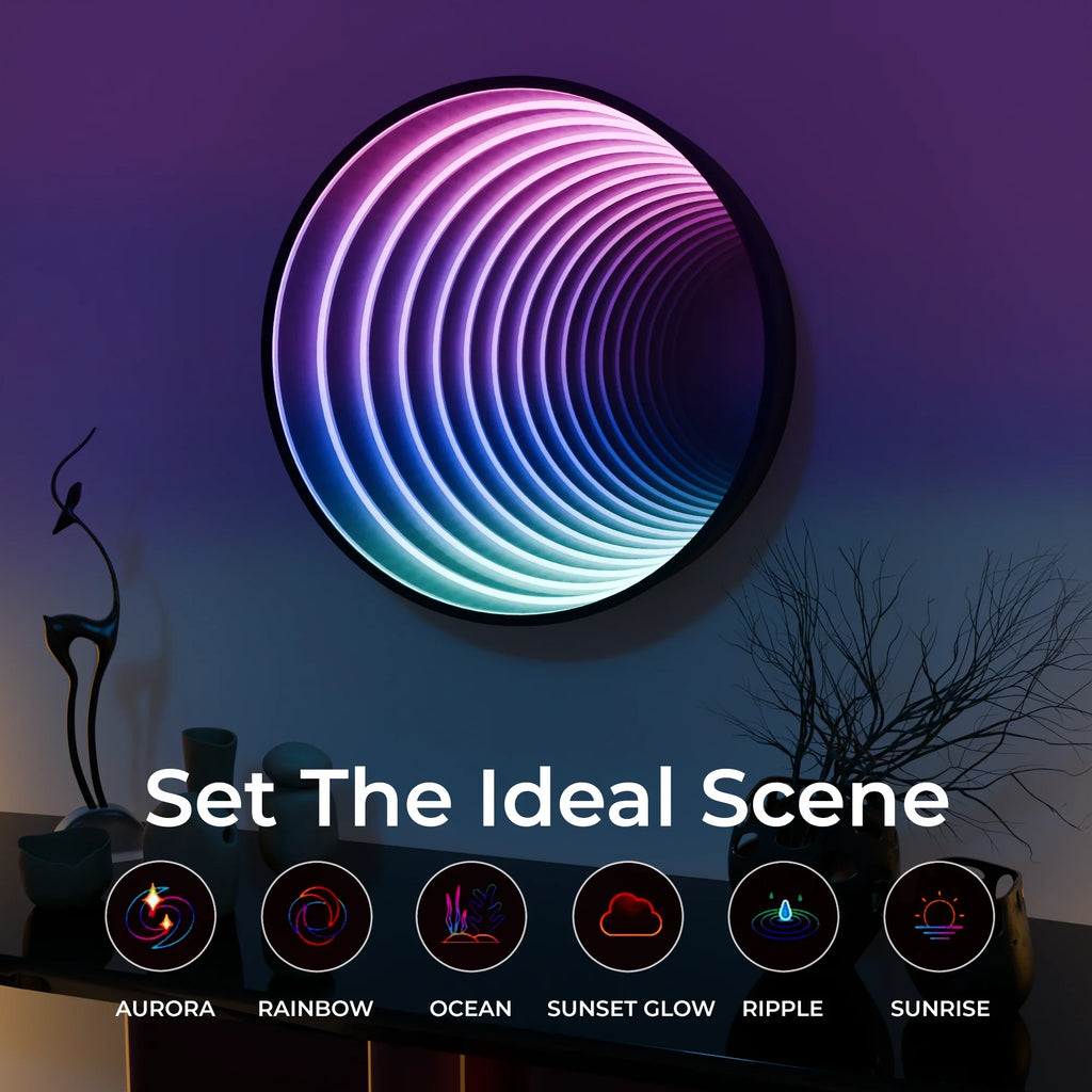 Stylish Infinity 360 LED Mirror with Silver Finish for Home Decor