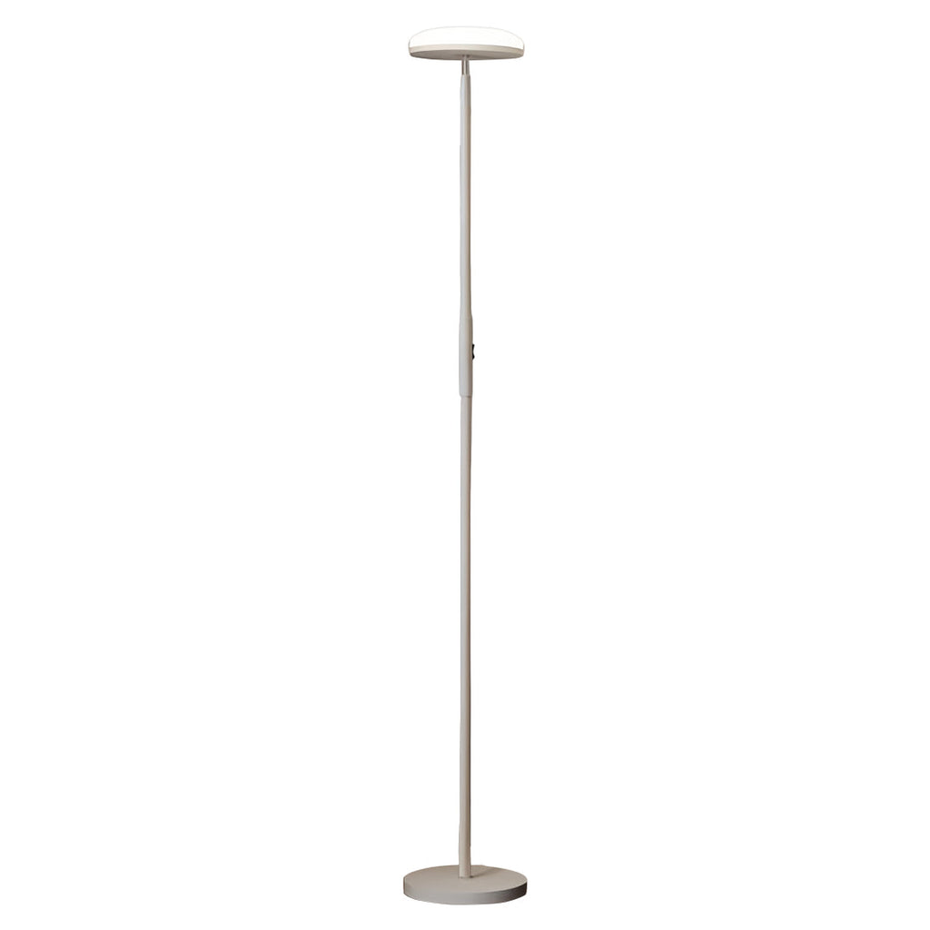 Modern Brass Uplight Floor Lamp with White Shade for Cozy Reading Nook