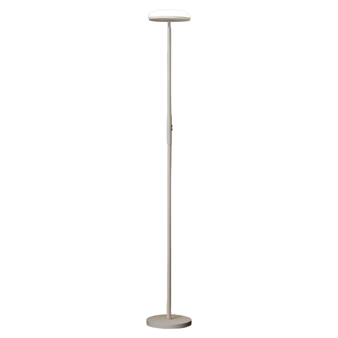 Modern Brass Uplight Floor Lamp with White Shade for Cozy Reading Nook