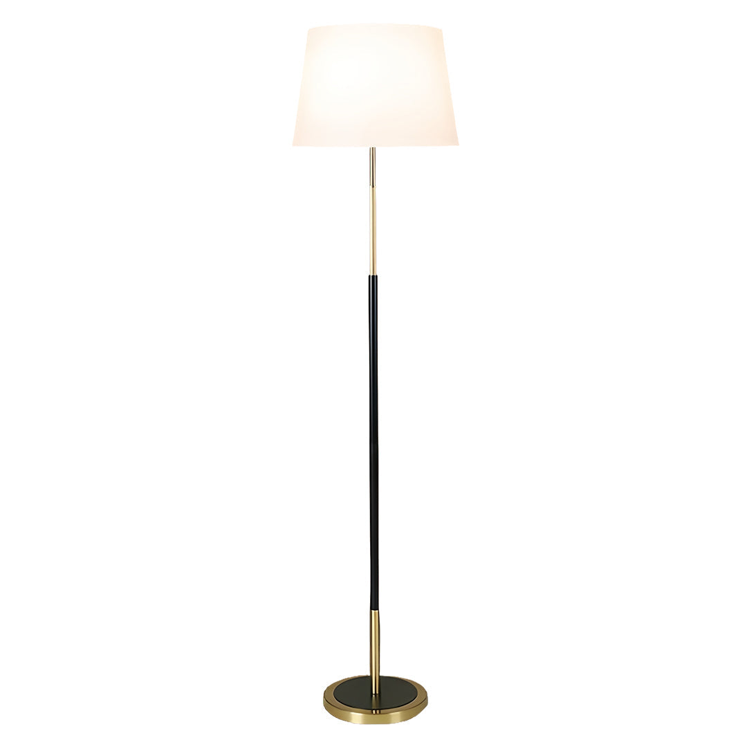 Rustic Vintage Wrought Iron Floor Lamp with Fabric Shade for Living Room