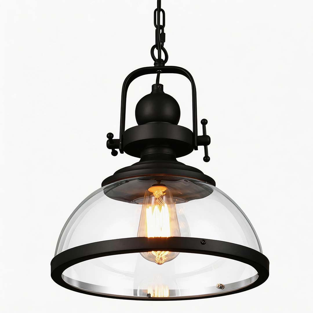 Vintage Clear Glass Pendant Light Fixture for Industrial Dining Room