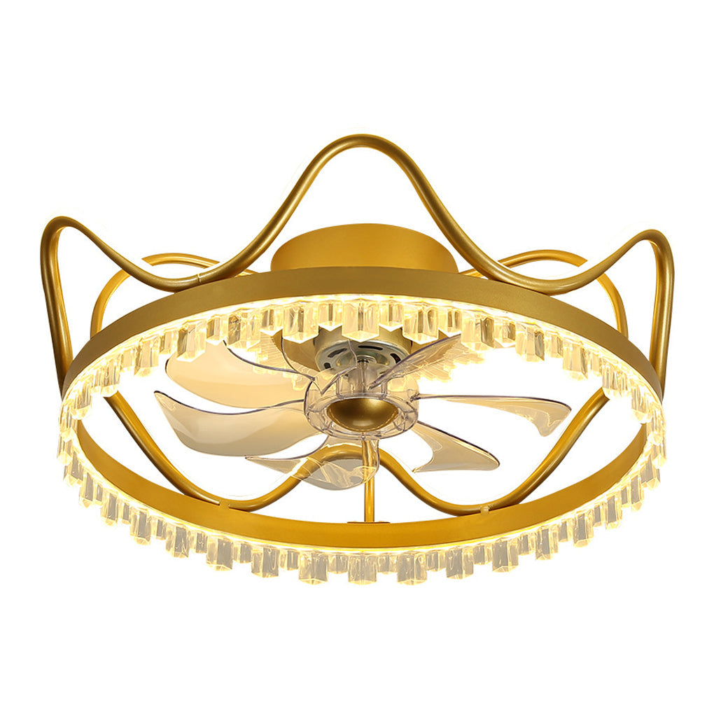 Modern Round LED Ceiling Fan Light with Remote - Adjustable Brightness