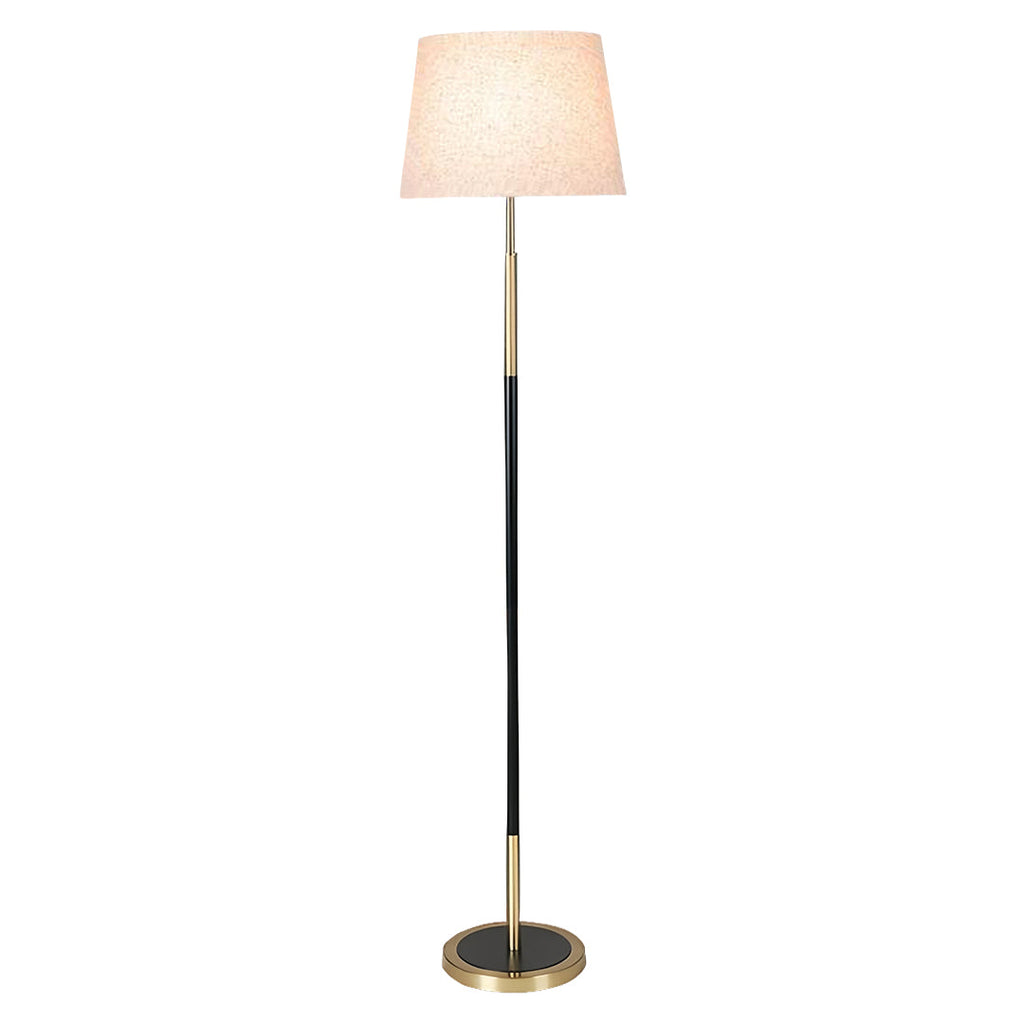 Rustic Vintage Wrought Iron Floor Lamp with Fabric Shade for Living Room