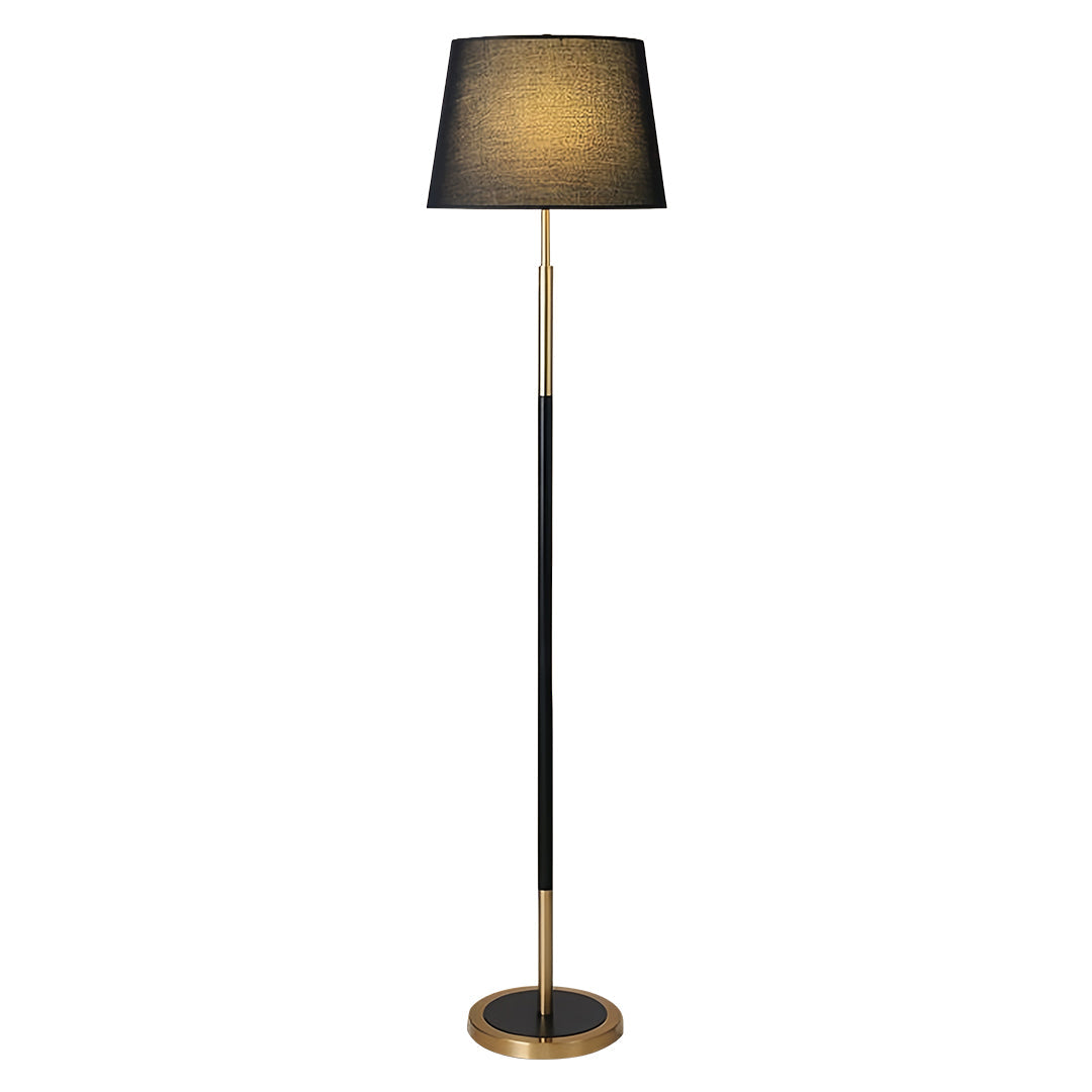 Rustic Vintage Wrought Iron Floor Lamp with Fabric Shade for Living Room