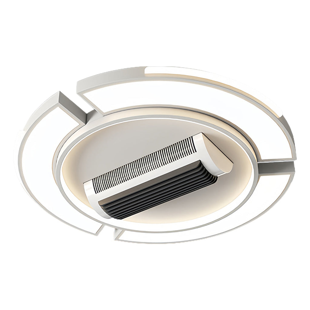 Modern Bladeless LED Ceiling Fan with Light, White for Living Room