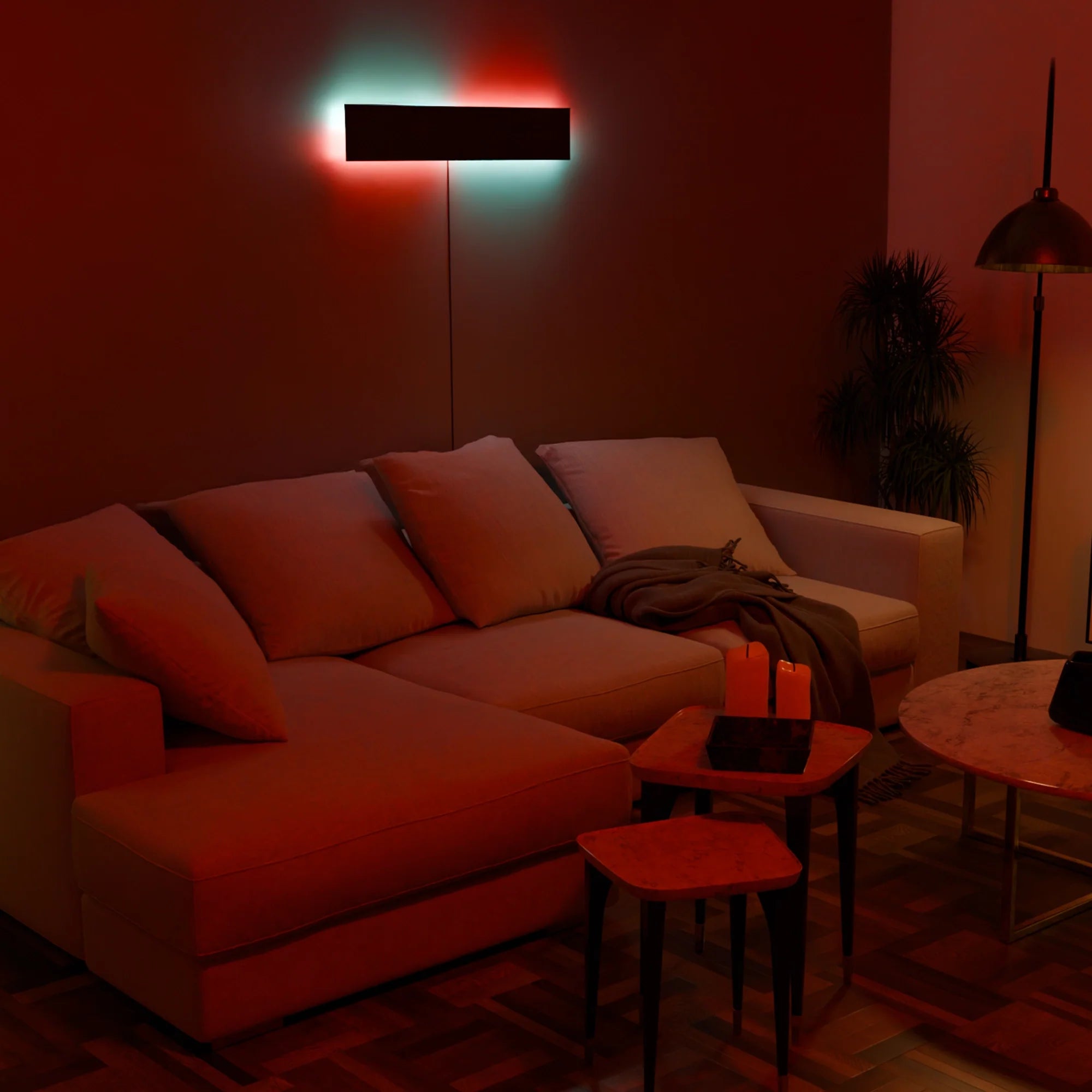 Modern LED Smart Wall Lamp - Adjustable Color, Stylish White Design for Living Room