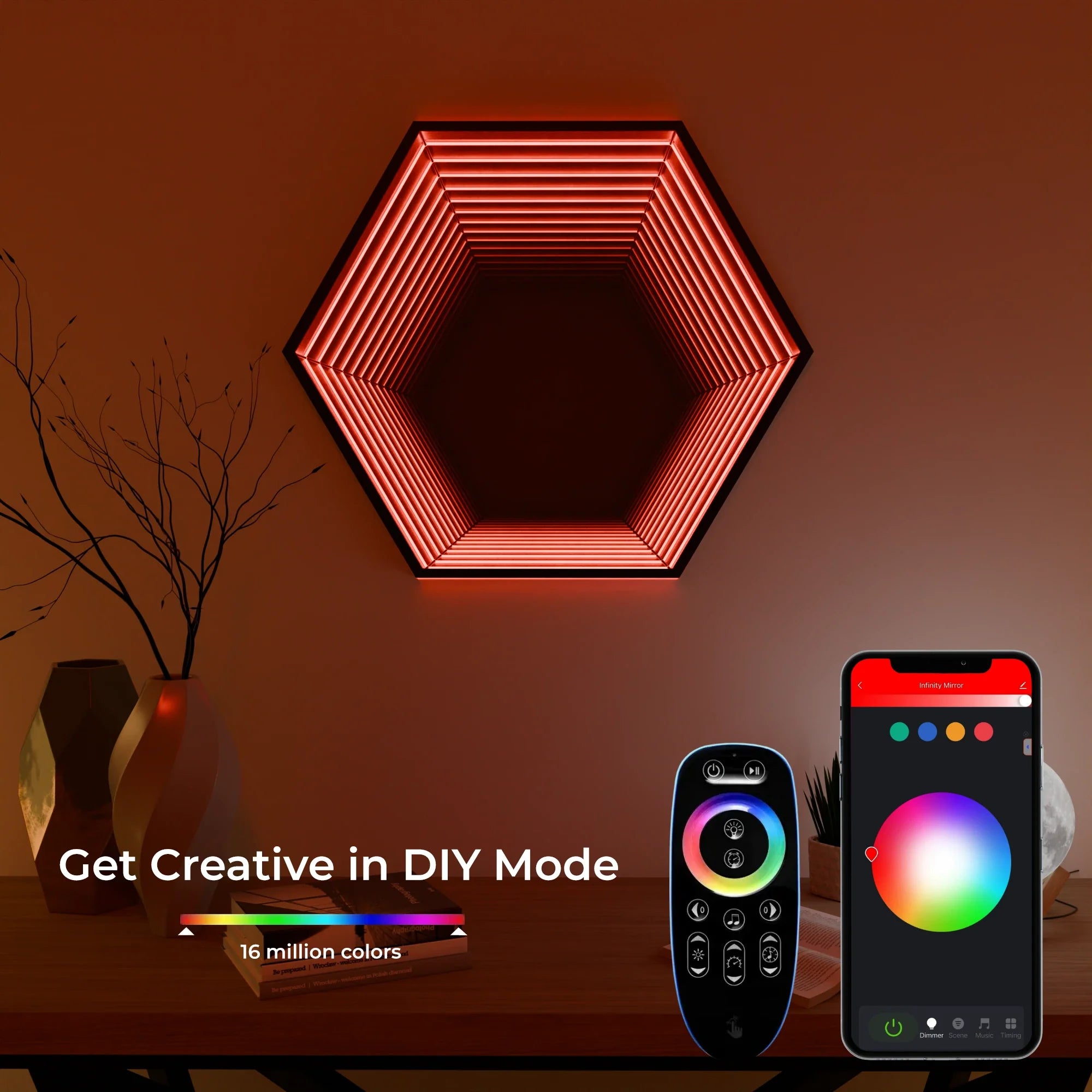 Stylish Infinity HexaMirror Wall Decor - Modern Reflective Home Accent