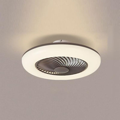 Contemporary White Bladeless Ceiling Fan with LED Lights for Home Décor
