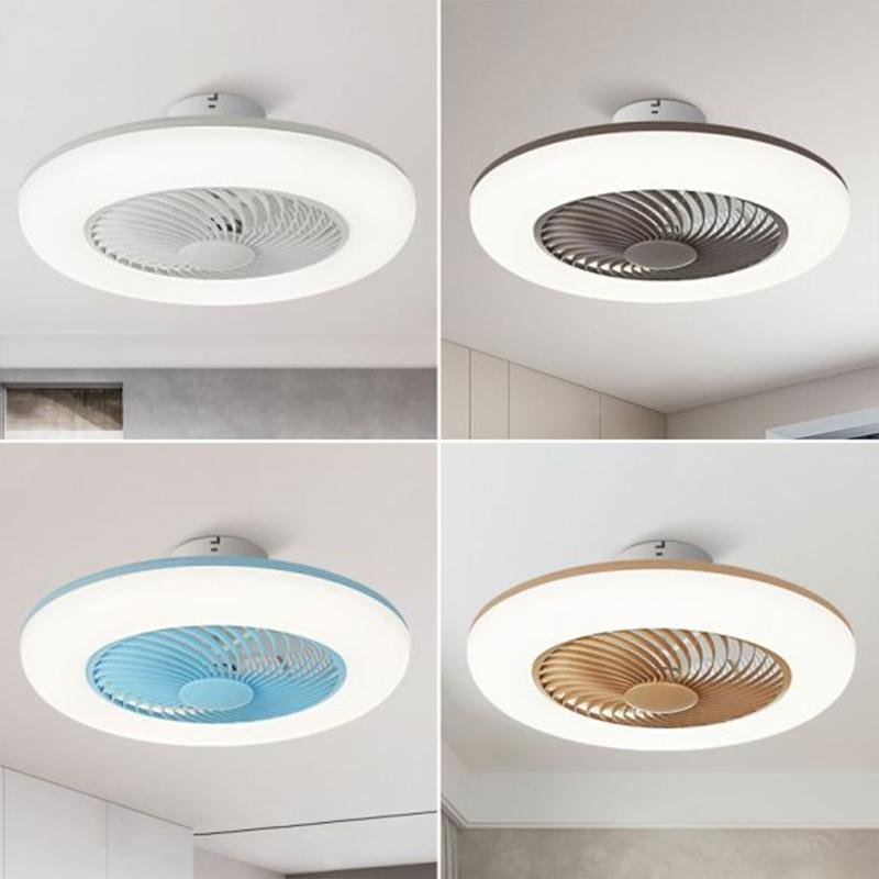 Contemporary White Bladeless Ceiling Fan with LED Lights for Home Décor
