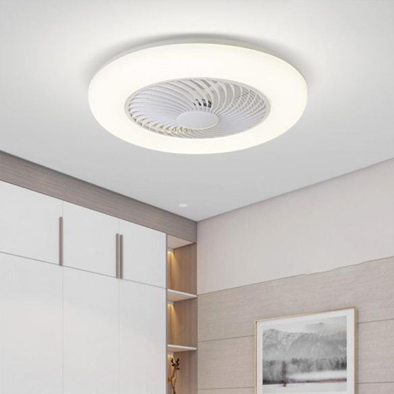 Contemporary White Bladeless Ceiling Fan with LED Lights for Home Décor