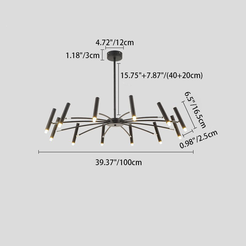 Modern Round Radioactive Iron Aluminum Chandelier for Living Room Lighting