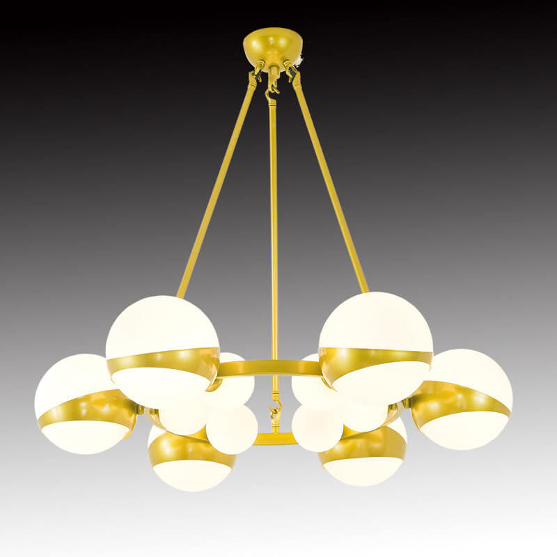 Modern Gold Wrought Iron & Glass Ball Chandelier for Living Room