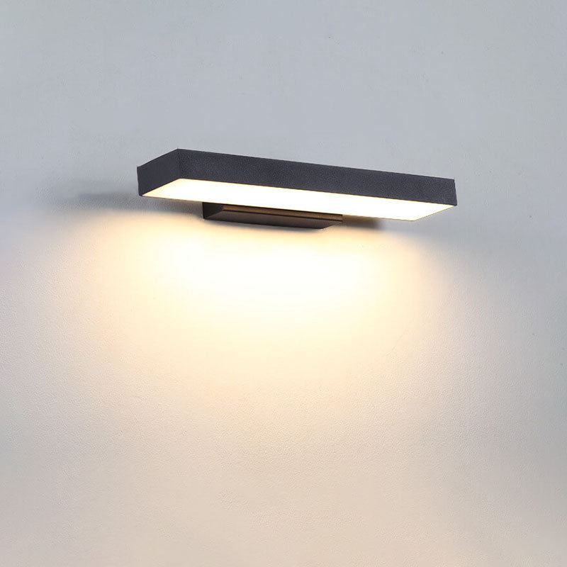 Minimalist Black Rectangular LED Outdoor Wall Sconce Lamp for Patios