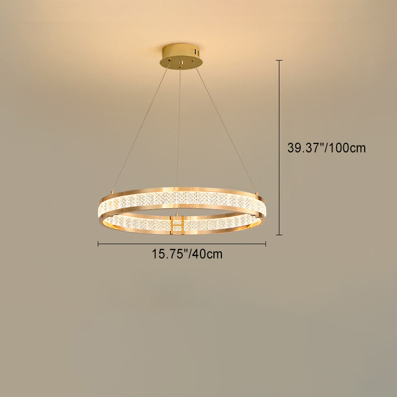 Modern Silver Aluminum Crystal Circle LED Chandelier for Dining Room