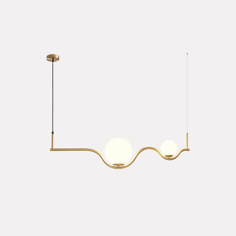 Scandinavian Minimalist 2/3-Light Wave Glass Pendant Chandelier for Island