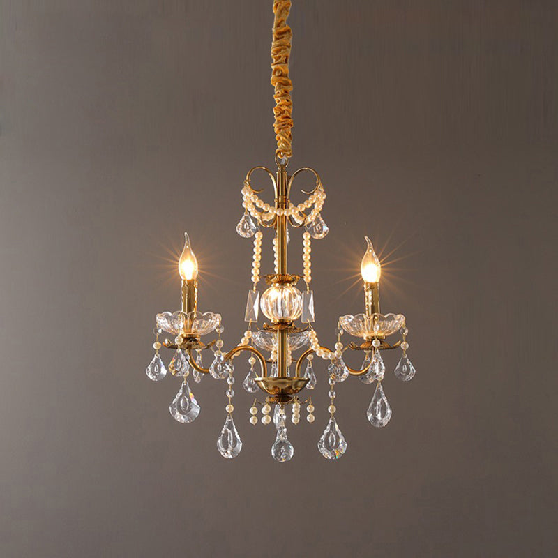 Elegant French Iron Crystal Candelabra Chandelier for Living Room 3/6/8 Lights