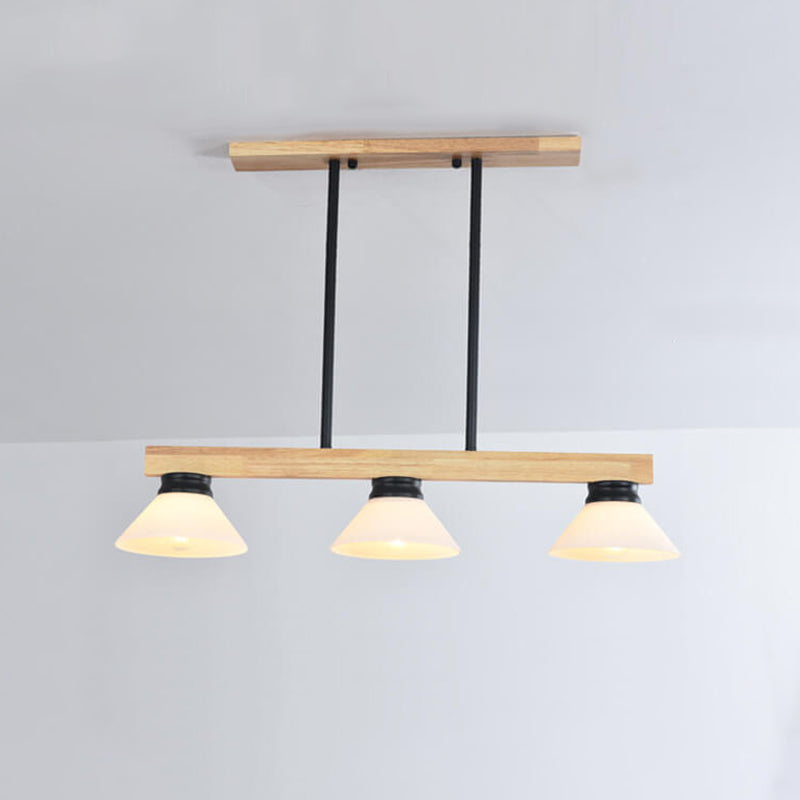 Nordic Pine Wood Cone Pendant Chandelier for Kitchen Island Lighting