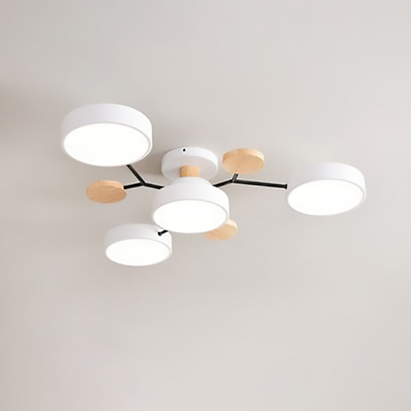 Scandinavian Style Round LED Semi-Flush Mount Light for Living Room