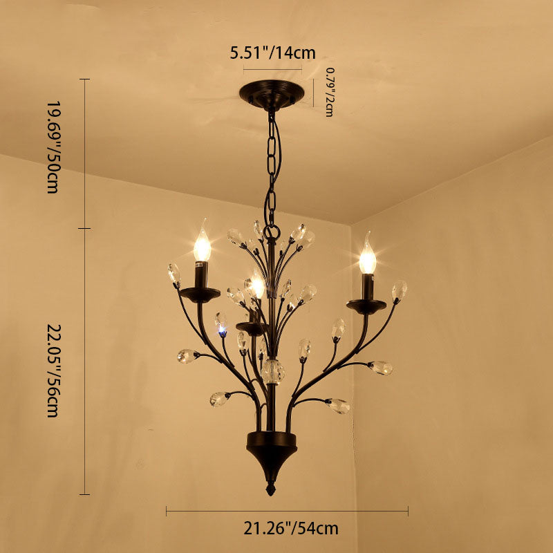 Rustic Black Iron Candelabra Chandelier for Vintage Dining Room Lighting
