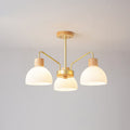 Vintage Nordic Wooden Chandelier with Glass Dome Shade for Living Room