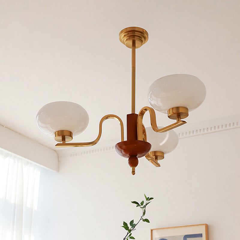 Antique Bronze Metal Glass Oval Round Chandelier for Living Room