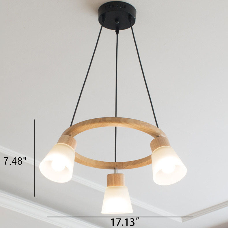 Nordic Minimalist Solid Wood 3/5-Light Chandelier for Living Room