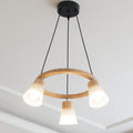 Nordic Minimalist Solid Wood 3/5-Light Chandelier for Living Room