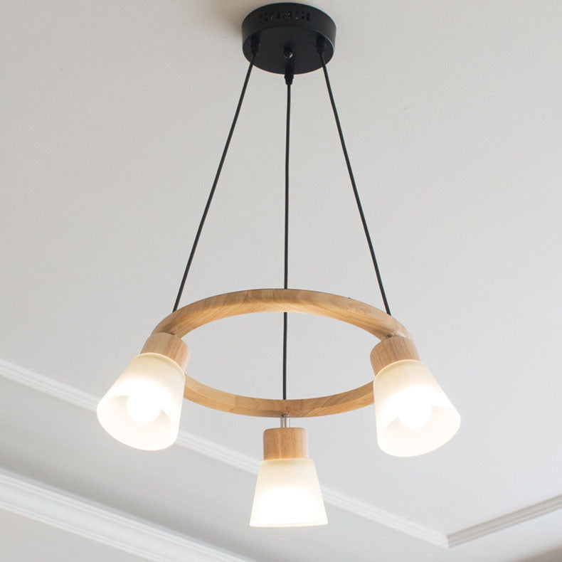 Nordic Minimalist Solid Wood 3/5-Light Chandelier for Living Room