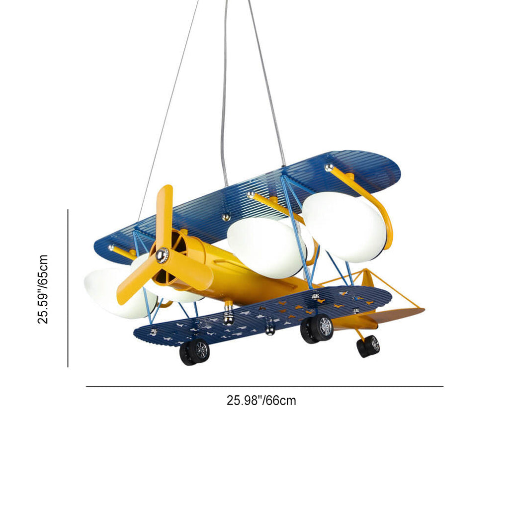 Colorful Cartoon Aircraft 5-Light Metal Chandelier for Kids' Bedroom