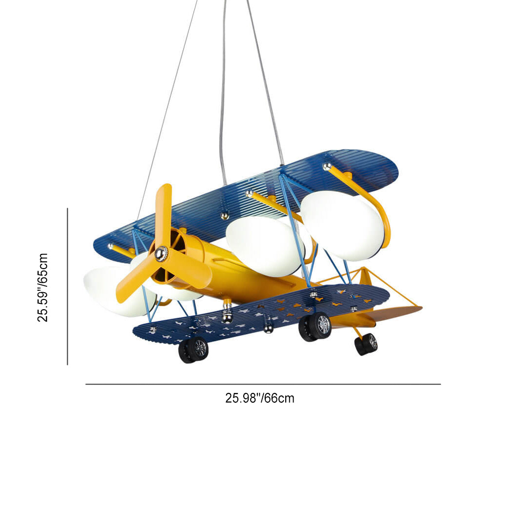 Colorful Cartoon Aircraft 5-Light Metal Chandelier for Kids' Bedroom