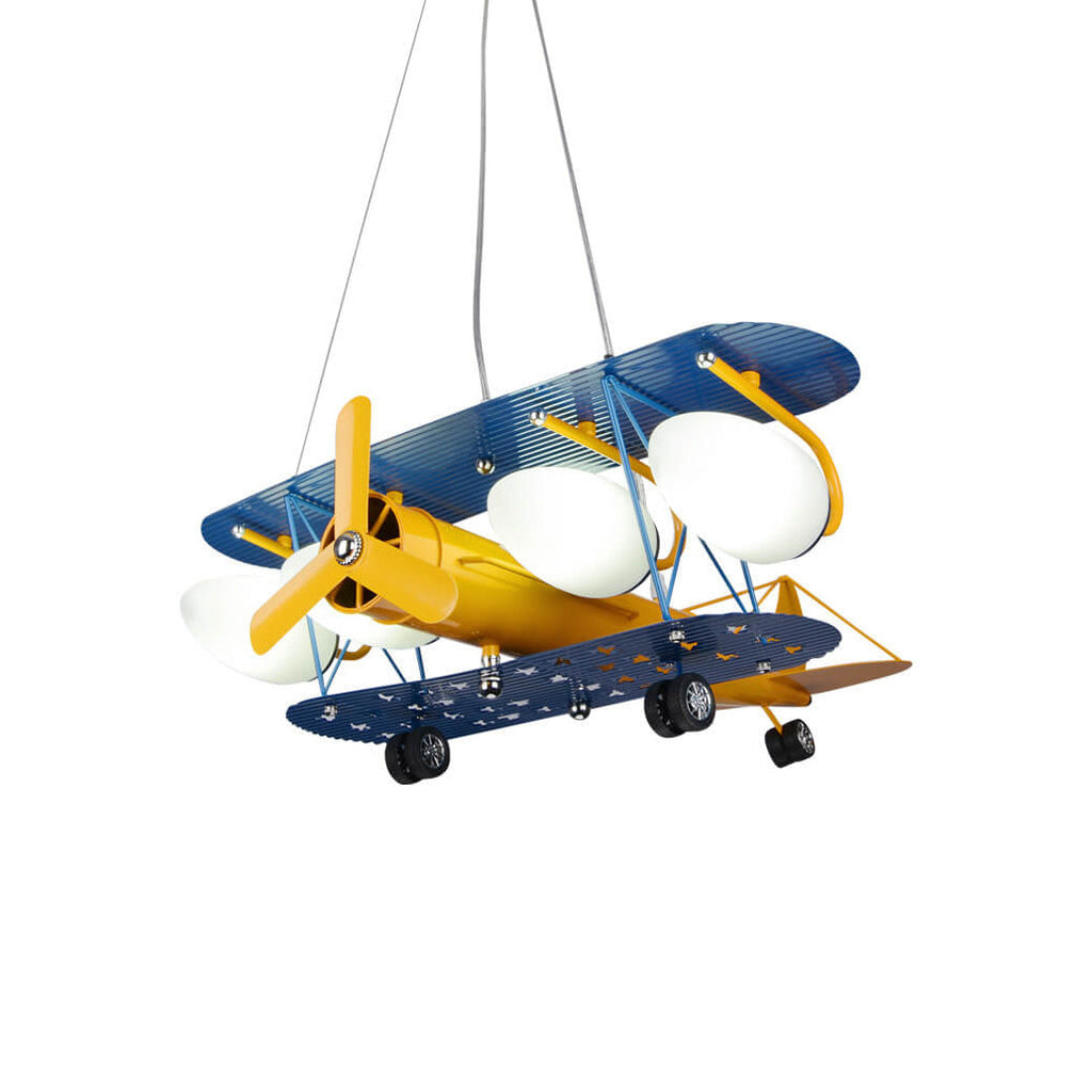 Colorful Cartoon Aircraft 5-Light Metal Chandelier for Kids' Bedroom