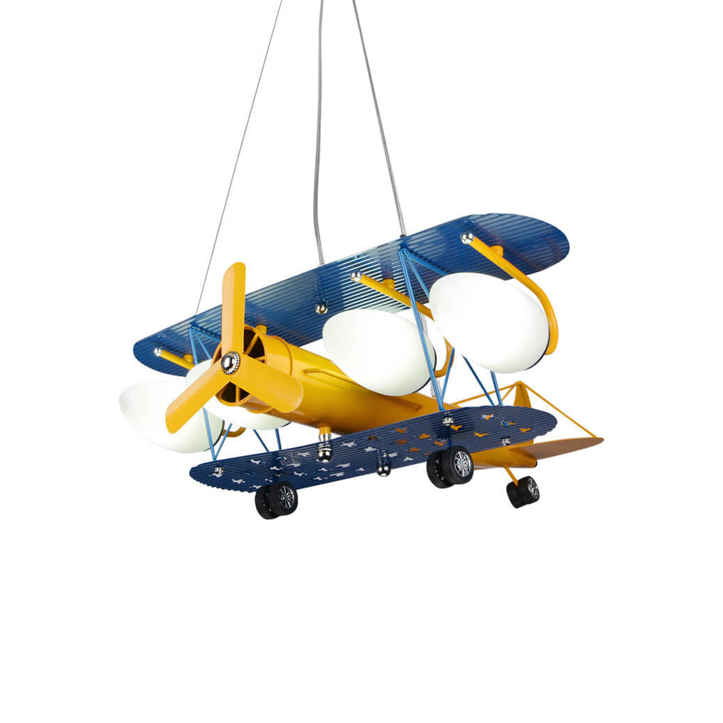 Colorful Cartoon Aircraft 5-Light Metal Chandelier for Kids' Bedroom
