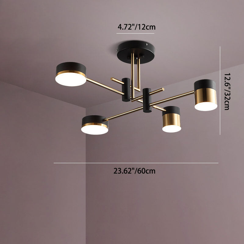Stylish Black Iron Acrylic Cylinder Chandelier for Modern Living Rooms