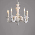 Elegant French Provincial Resin Candelabra 5-Light Wood Chandelier for Dining Room