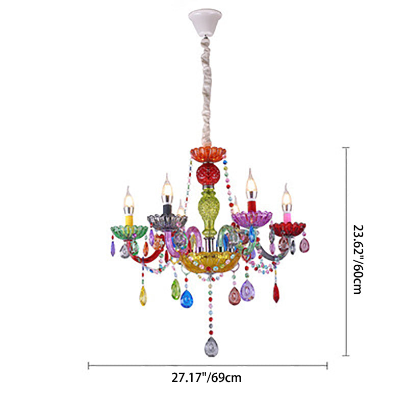 Elegant Black Crown Iron and Glass Crystal Chandelier for Dining Room