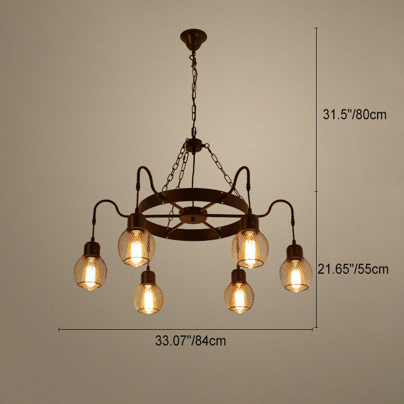 Classic Colonial Round Iron Mesh Chandelier Light for Living Room, 6/8/12 Light