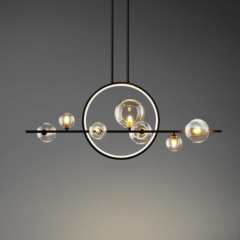 Contemporary Clear Glass Bubble Pendant Chandelier for Dining Room